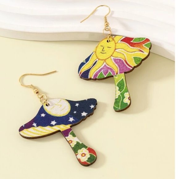 Jewelry - ⭐️❤️ FREE Mushroom Sun Moon Hippie Artsy Art Sky Chic Hipster Drop Hip Earrings